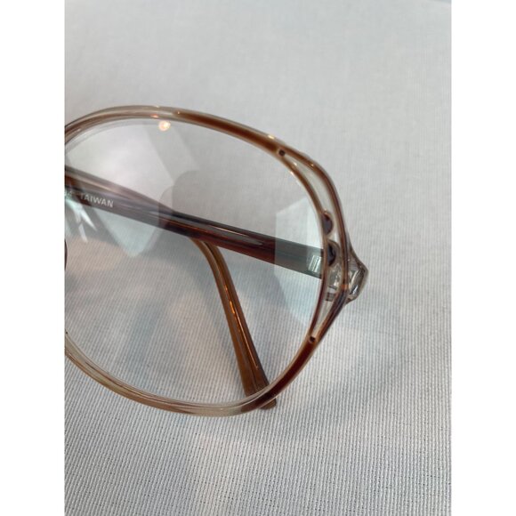 Vintage Clear & Brown Round Eyeglass Frames Full Rim - Picture 9 of 10
